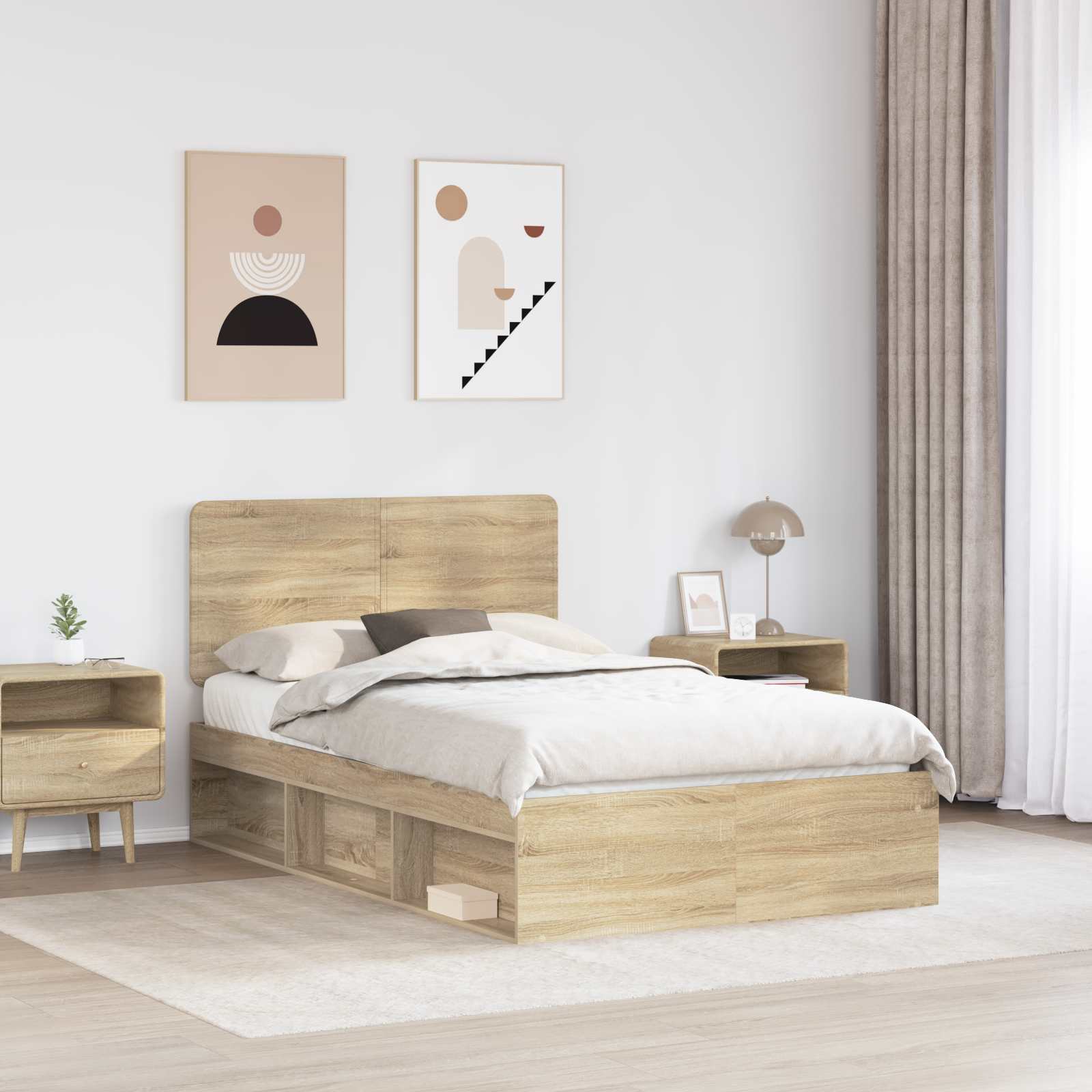 Bedframe Sonoma Eiken 135 x 190 cm Massief grenenhout
