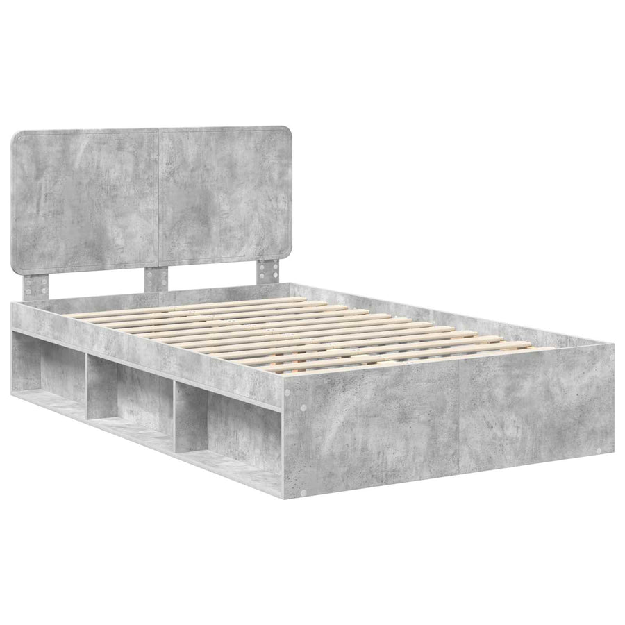 Bedframe Concerte Grijs 135 x 190 cm Massief grenenhout