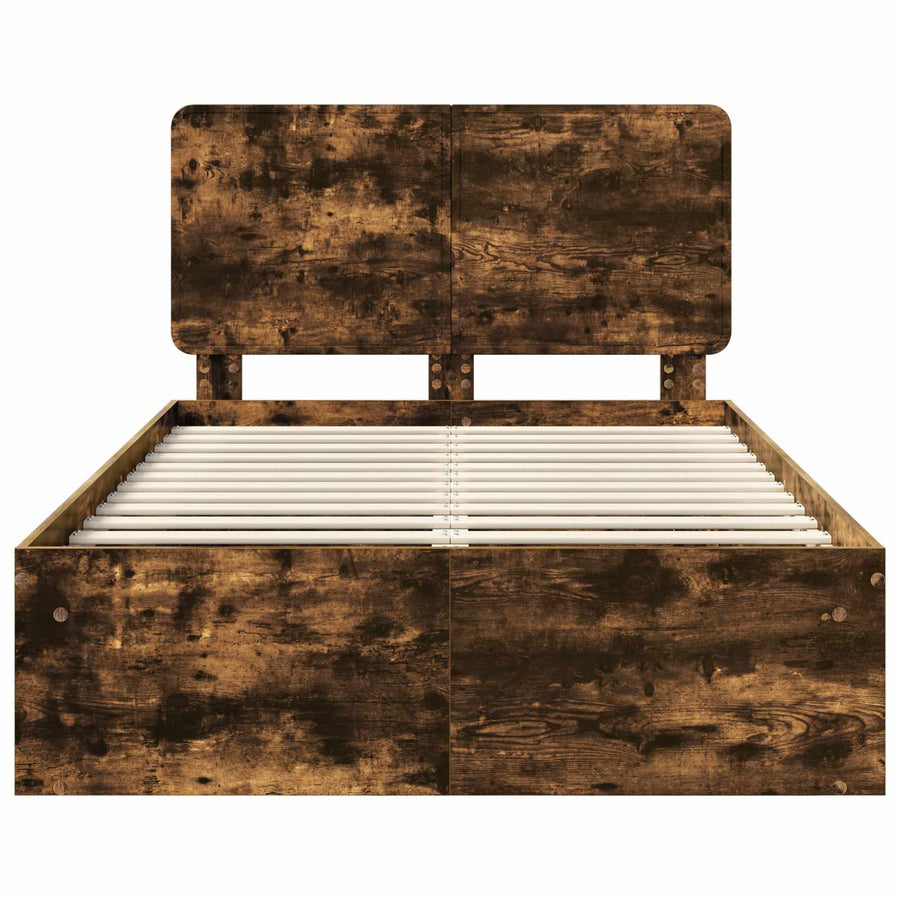 Bedframe Gerookt eiken 135 x 190 cm Massief grenenhout