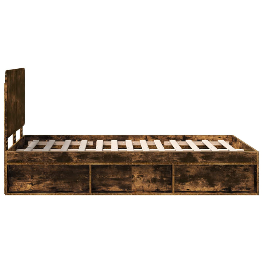 Bedframe Gerookt eiken 135 x 190 cm Massief grenenhout