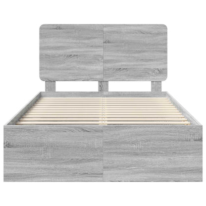 Bedframe Grijs Sonoma 135 x 190 cm Massief grenenhout