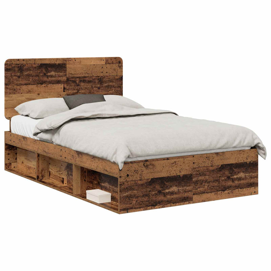 Bedframe met hoofdeinde Oudhout 135 x 190 cm Massief grenenhout