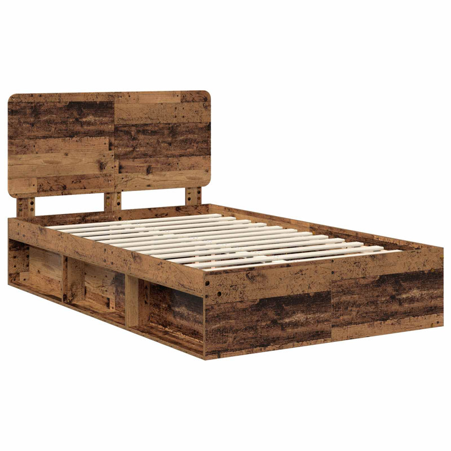 Bedframe met hoofdeinde Oudhout 135 x 190 cm Massief grenenhout