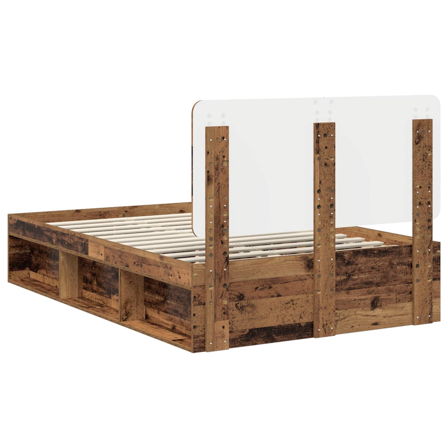Bedframe met hoofdeinde Oudhout 135 x 190 cm Massief grenenhout