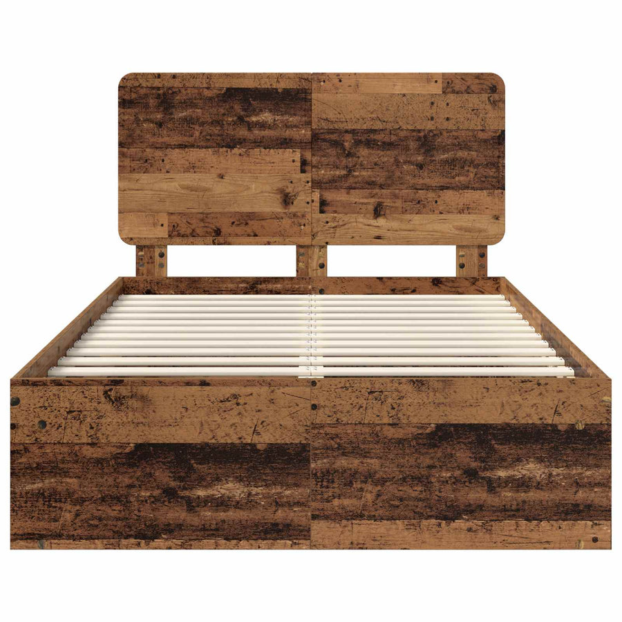 Bedframe met hoofdeinde Oudhout 135 x 190 cm Massief grenenhout