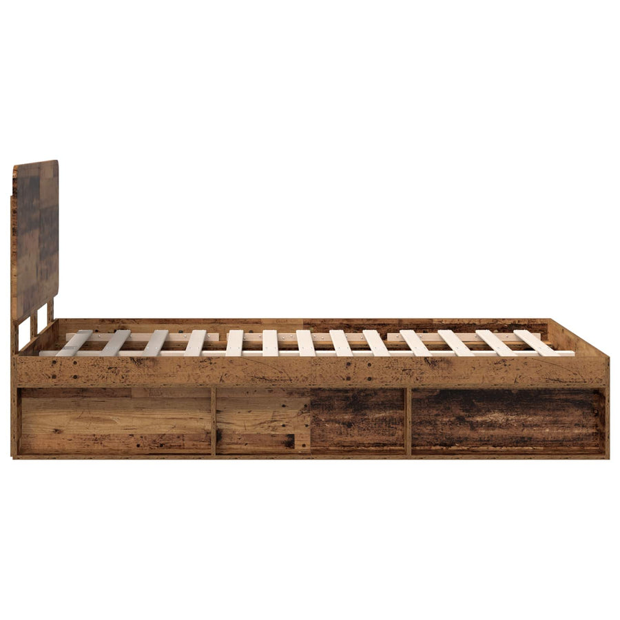 Bedframe met hoofdeinde Oudhout 135 x 190 cm Massief grenenhout