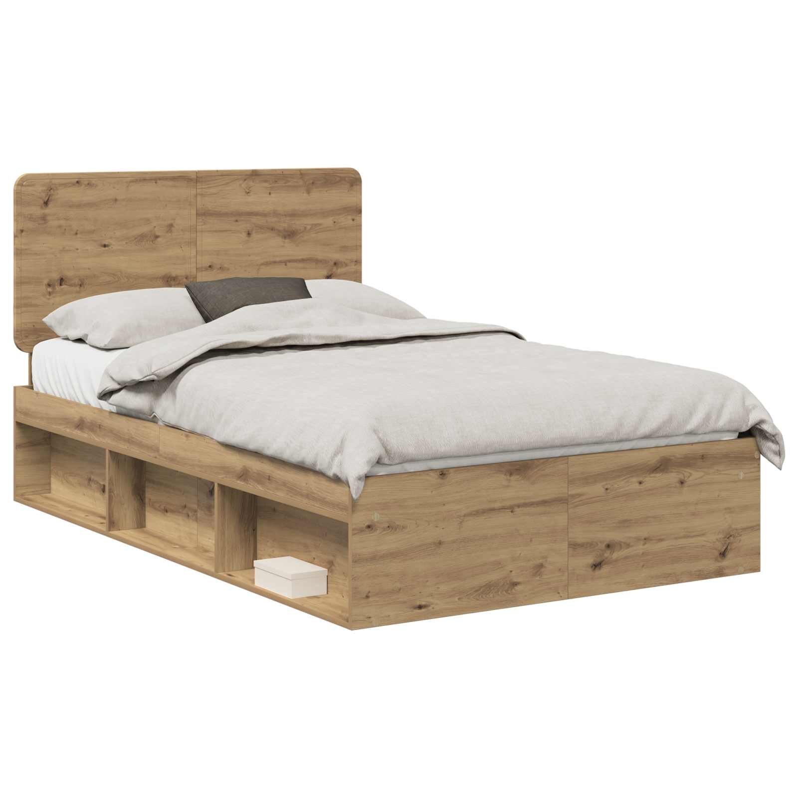 Bedframe Ambachtelijk eiken 135 x 190 cm Massief grenenhout