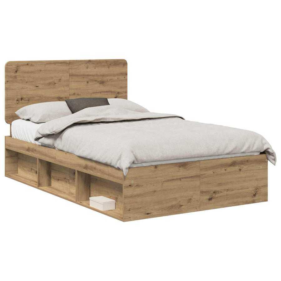 Bedframe Ambachtelijk eiken 135 x 190 cm Massief grenenhout