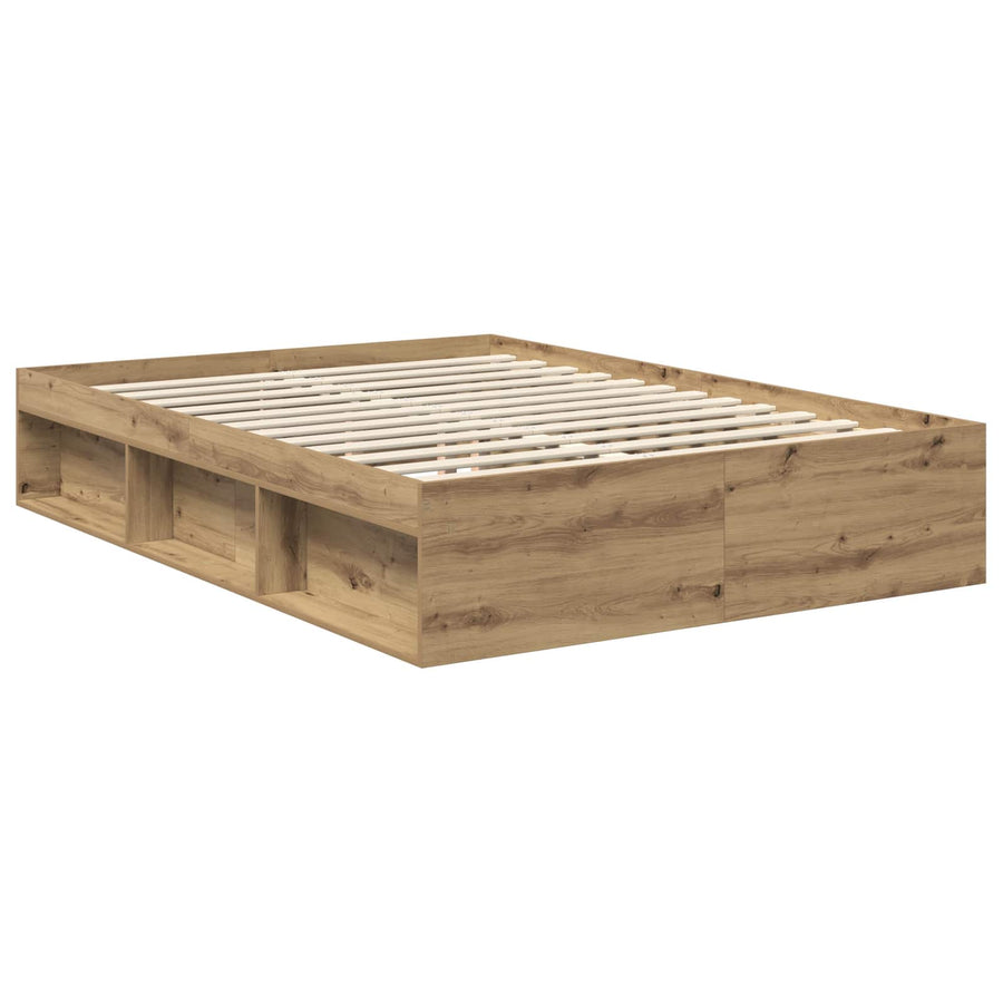 Bedframe Ambachtelijk eiken 135 x 190 cm Massief grenenhout