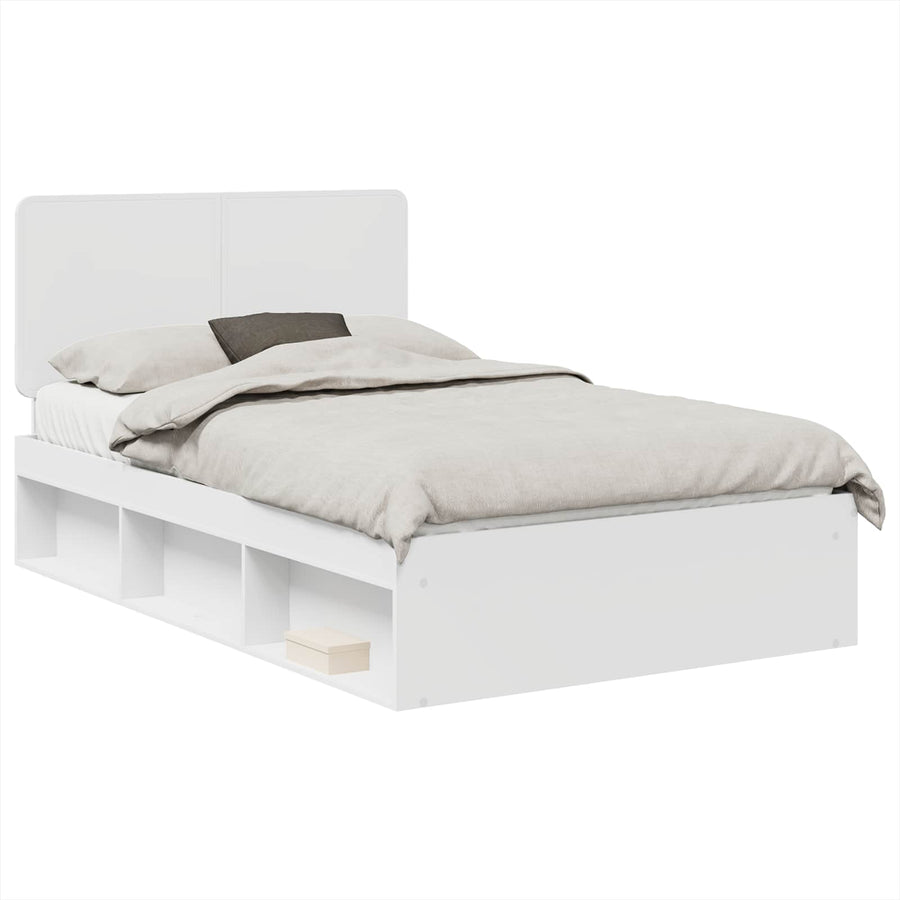 Bedframe met hoofdeinde Wit 120 x 200 cm Massief grenenhout