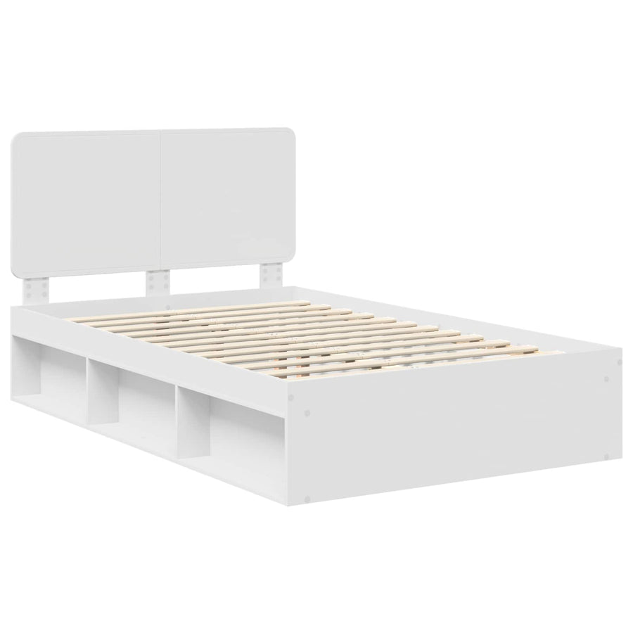 Bedframe met hoofdeinde Wit 120 x 200 cm Massief grenenhout