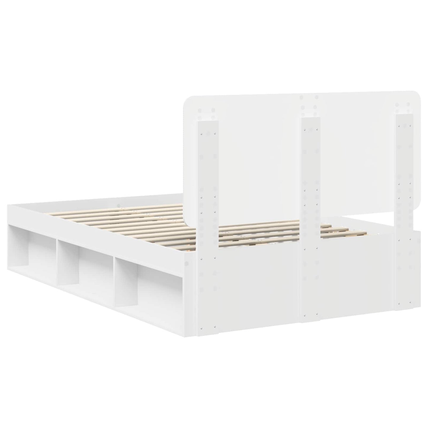Bedframe met hoofdeinde Wit 120 x 200 cm Massief grenenhout
