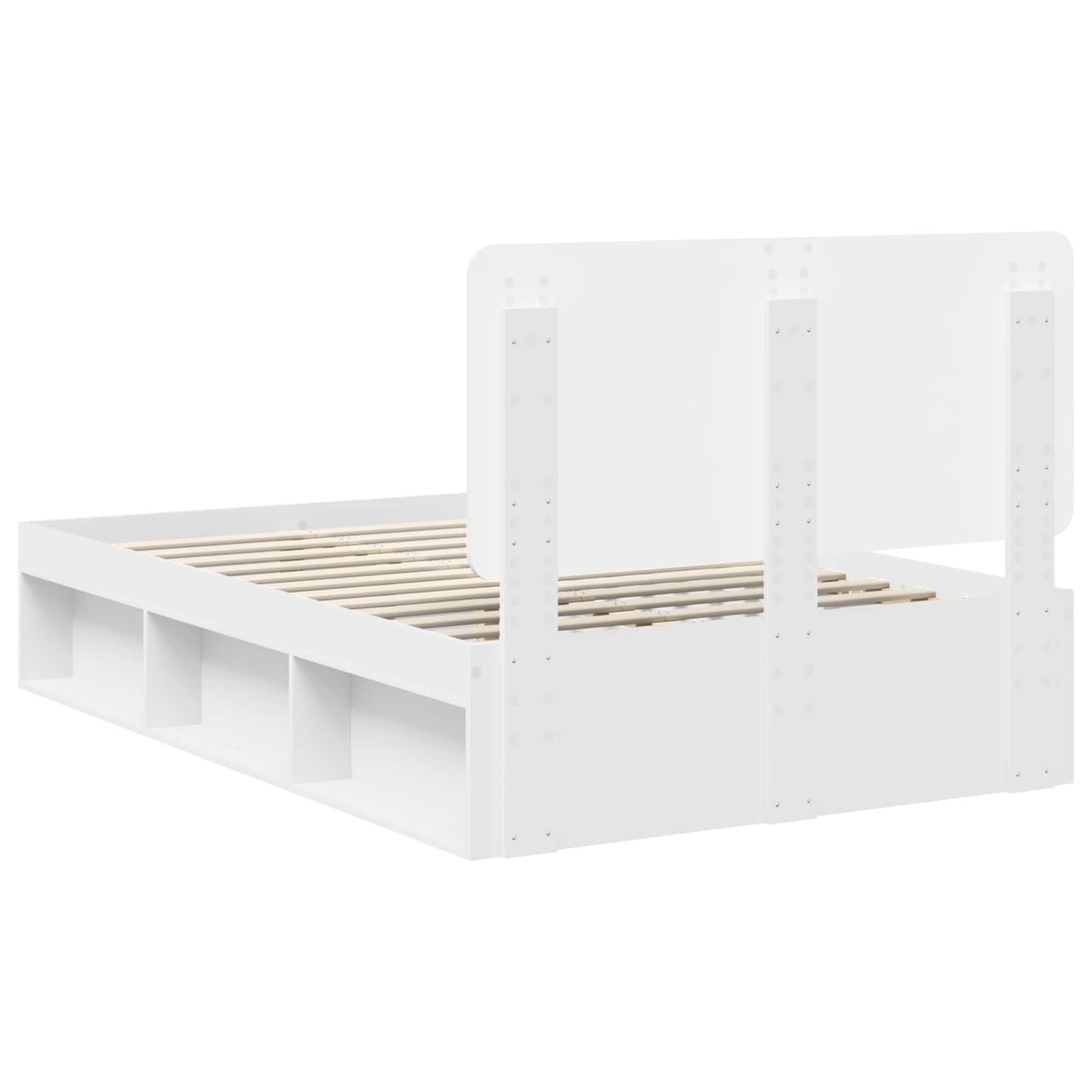 Bedframe met hoofdeinde Wit 120 x 200 cm Massief grenenhout
