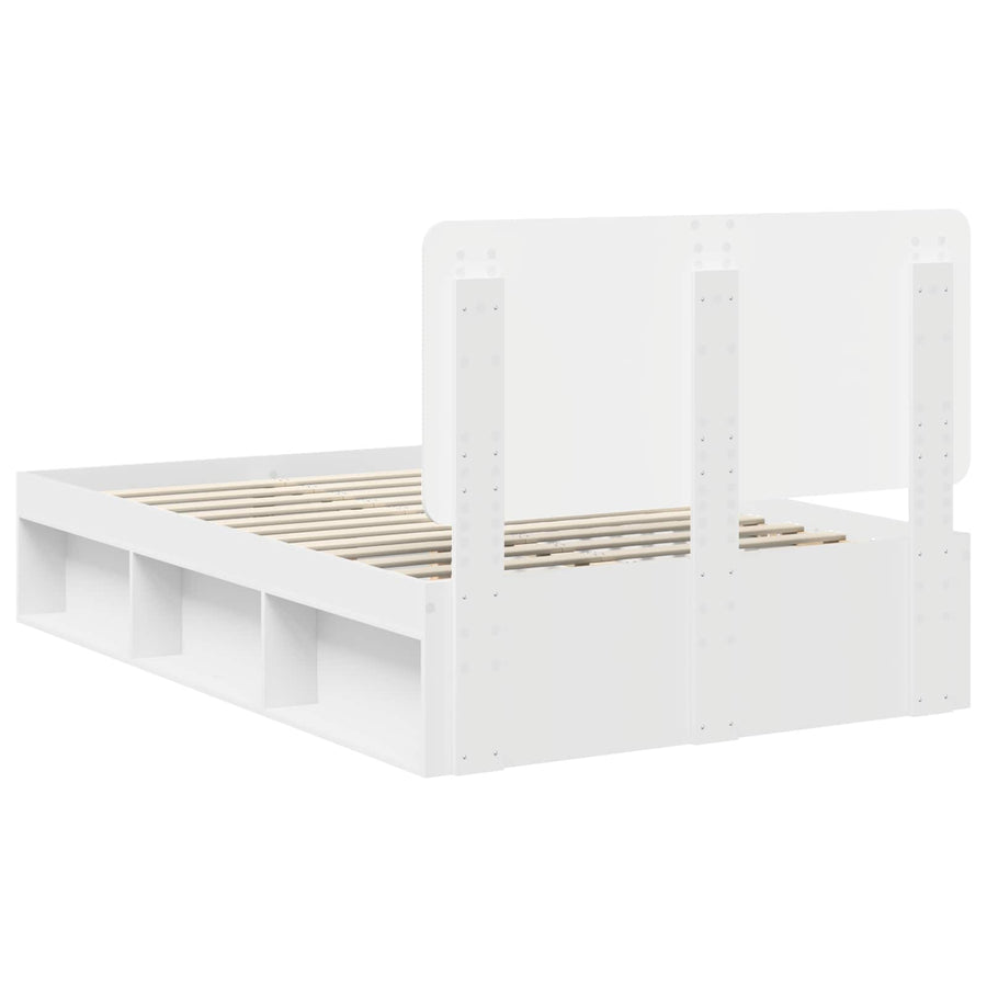 Bedframe met hoofdeinde Wit 120 x 200 cm Massief grenenhout