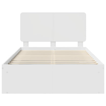 Bedframe met hoofdeinde Wit 120 x 200 cm Massief grenenhout