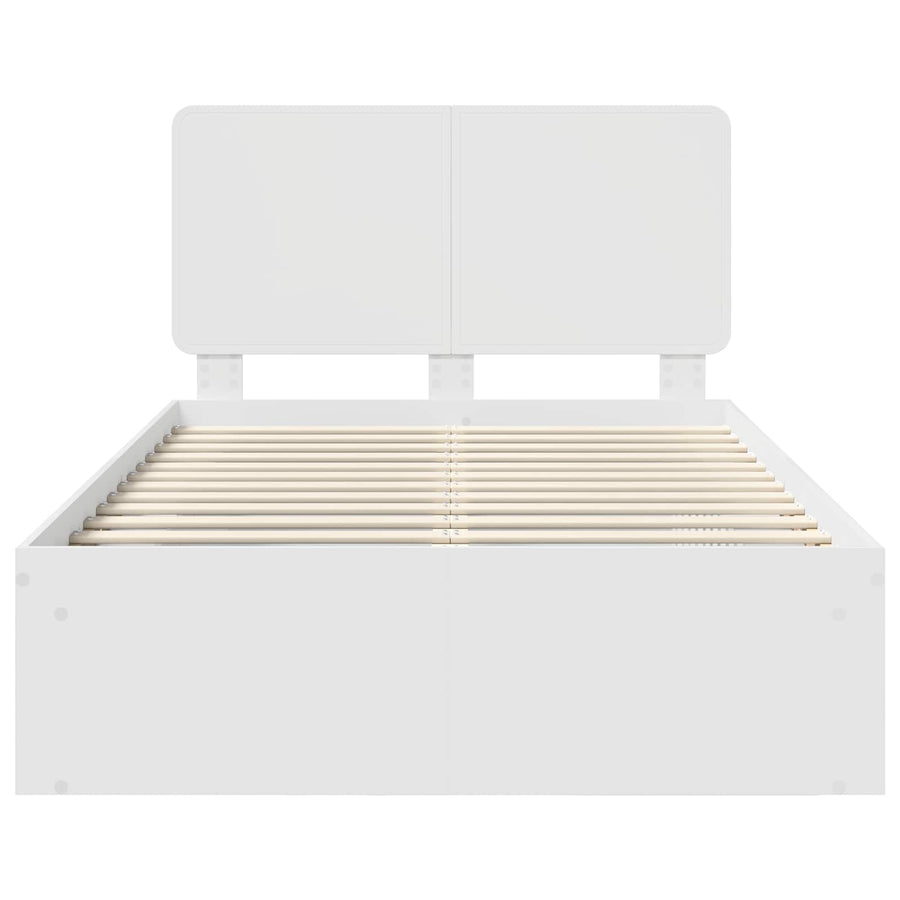 Bedframe met hoofdeinde Wit 120 x 200 cm Massief grenenhout