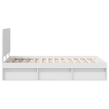 Bedframe met hoofdeinde Wit 120 x 200 cm Massief grenenhout