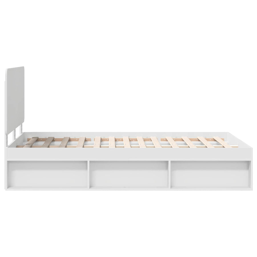Bedframe met hoofdeinde Wit 120 x 200 cm Massief grenenhout