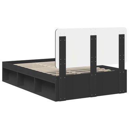 Bedframe met hoofdeinde Zwart 120 x 200 cm Massief grenenhout