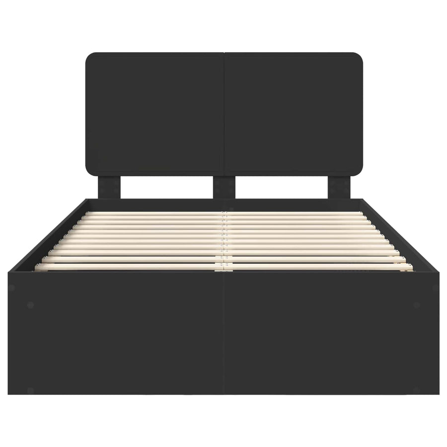 Bedframe met hoofdeinde Zwart 120 x 200 cm Massief grenenhout