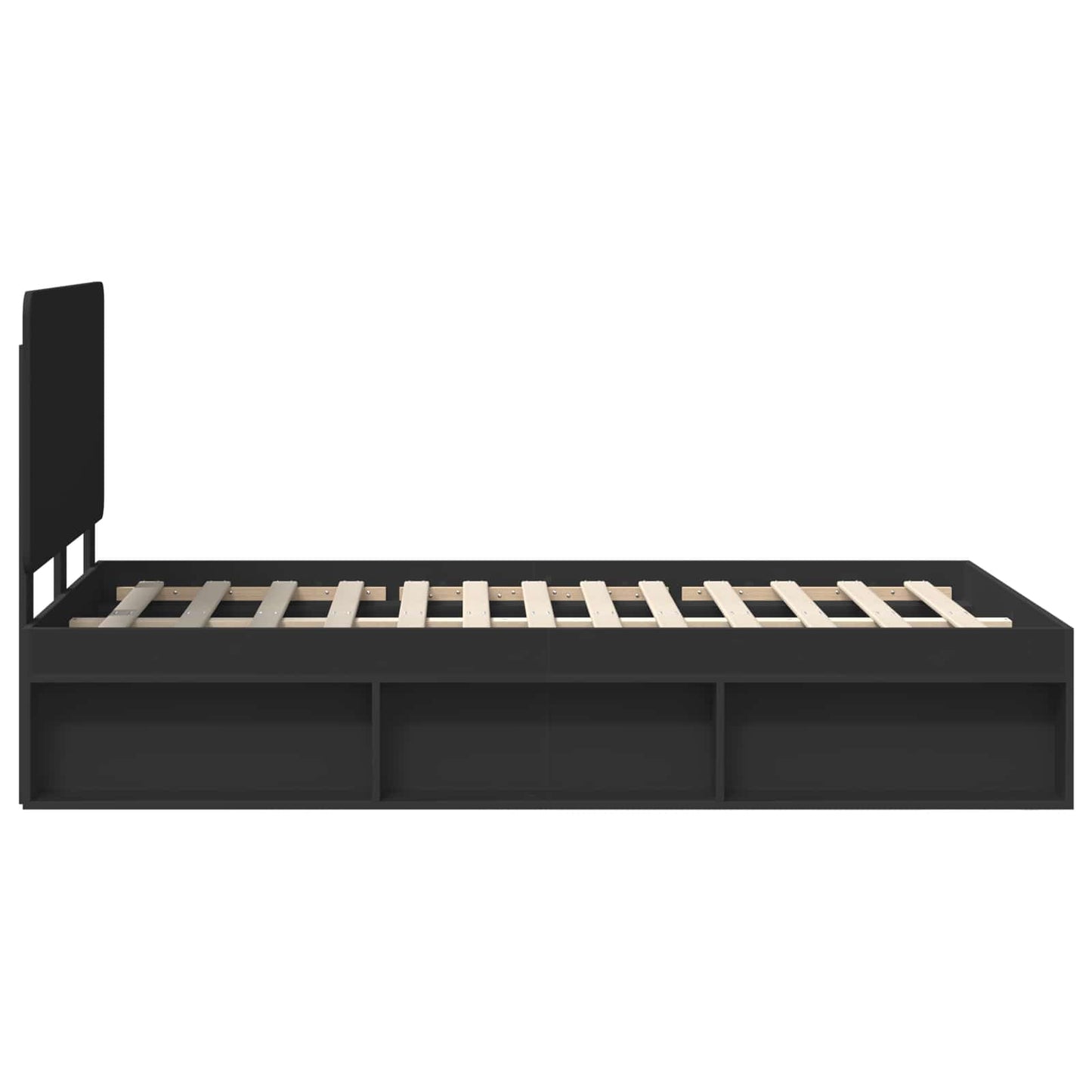 Bedframe met hoofdeinde Zwart 120 x 200 cm Massief grenenhout