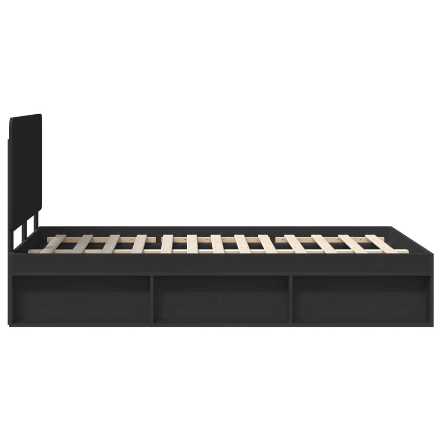 Bedframe met hoofdeinde Zwart 120 x 200 cm Massief grenenhout