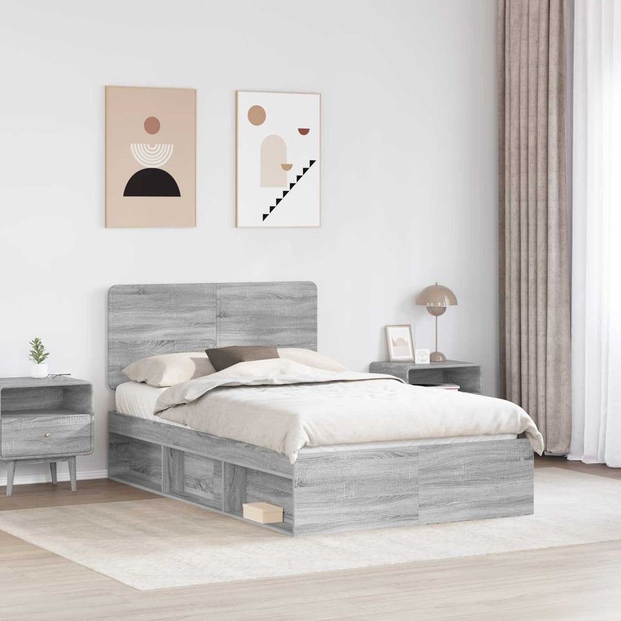 Bedframe Grijs Sonoma 120 x 200 cm Massief grenenhout