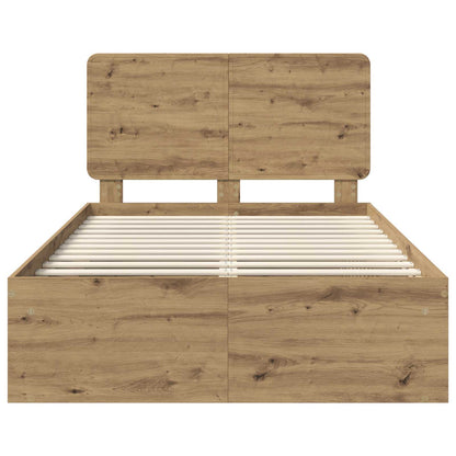 Bedframe Ambachtelijk eiken 120 x 200 cm Massief grenenhout
