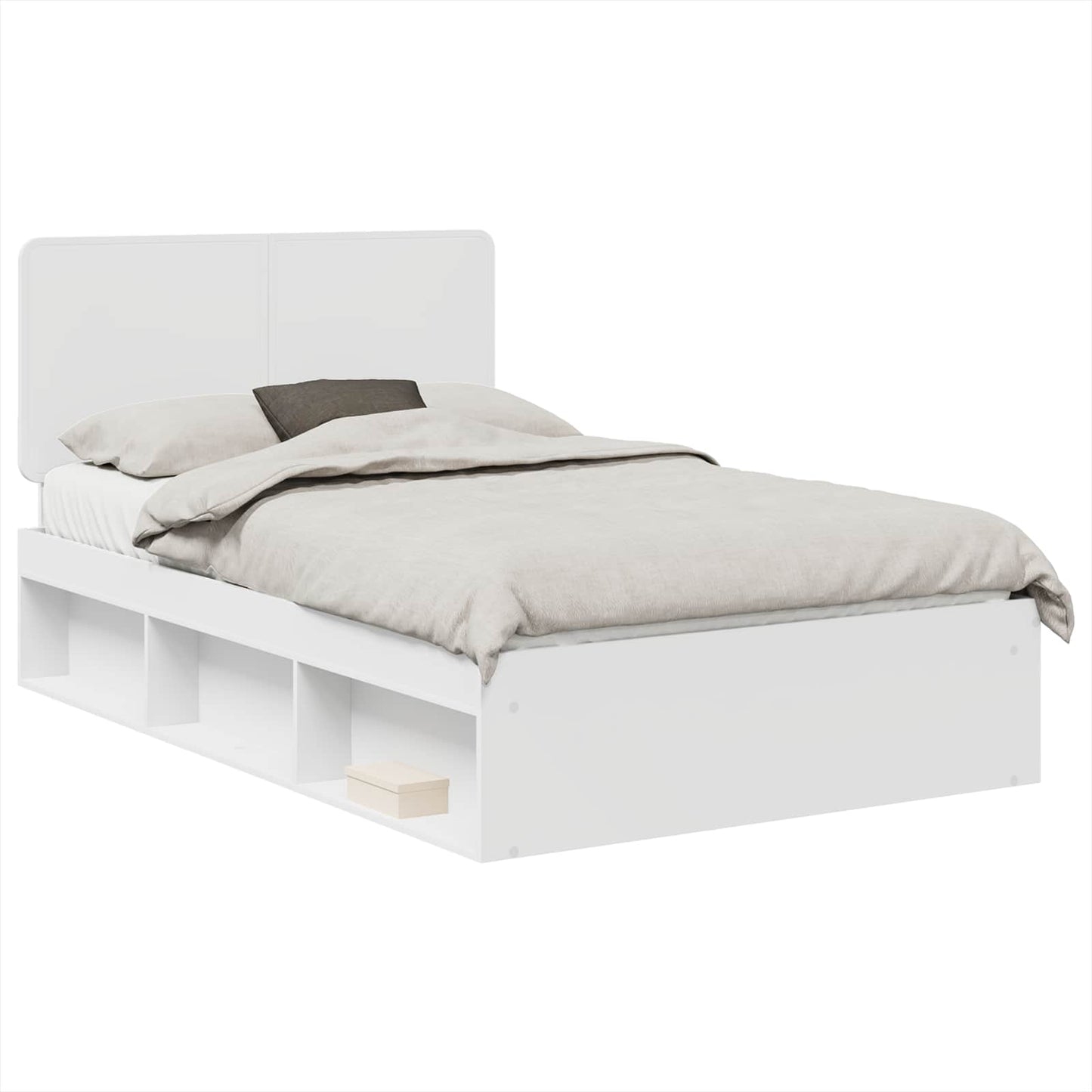 Bedframe met hoofdeinde Wit 120 x 190 cm Massief grenenhout