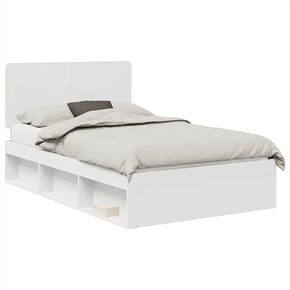 Bedframe met hoofdeinde Wit 120 x 190 cm Massief grenenhout