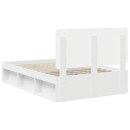 Bedframe met hoofdeinde Wit 120 x 190 cm Massief grenenhout
