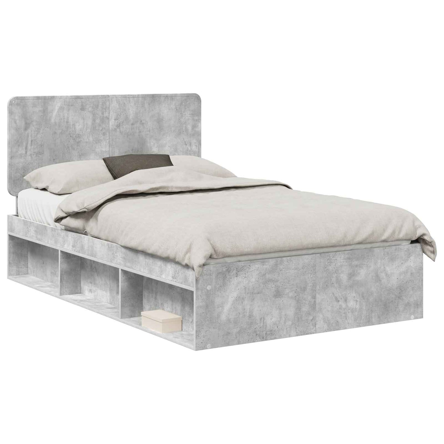 Bedframe met hoofdeinde Beton 120 x 190 cm Massief grenenhout