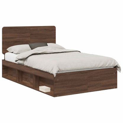 Bedframe Bruin Eiken 120 x 190 cm Massief grenenhout