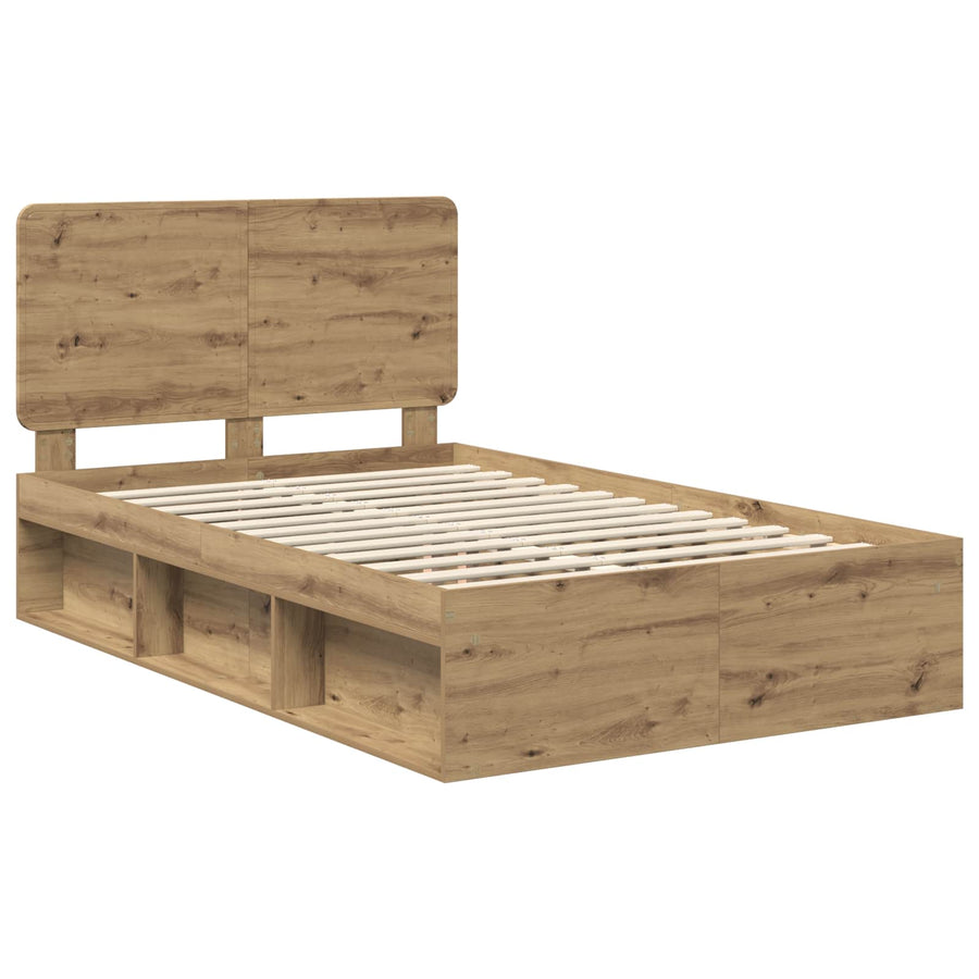 Bedframe Ambachtelijk eiken 120 x 190 cm Massief grenenhout