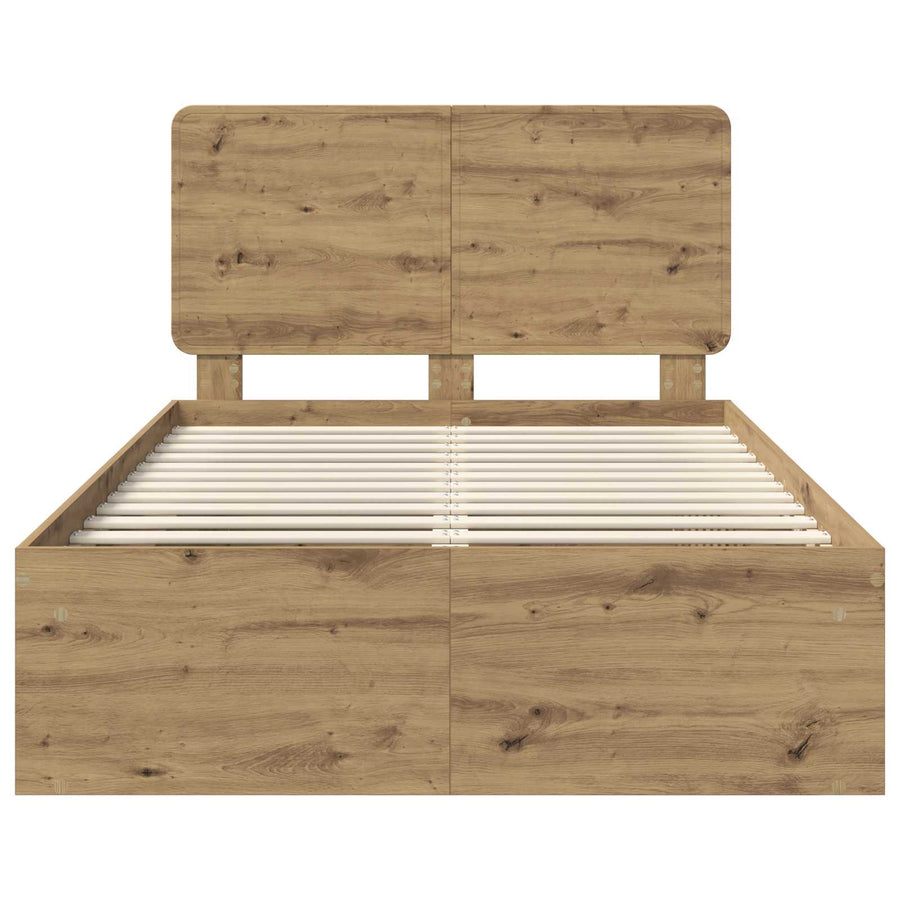 Bedframe Ambachtelijk eiken 120 x 190 cm Massief grenenhout