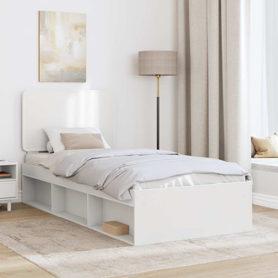 Bedframe met hoofdeinde Wit 100 x 200 cm Massief grenenhout