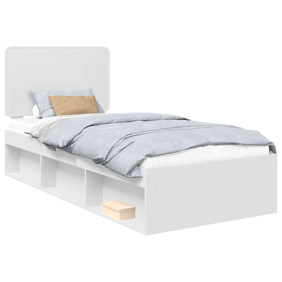 Bedframe met hoofdeinde Wit 100 x 200 cm Massief grenenhout