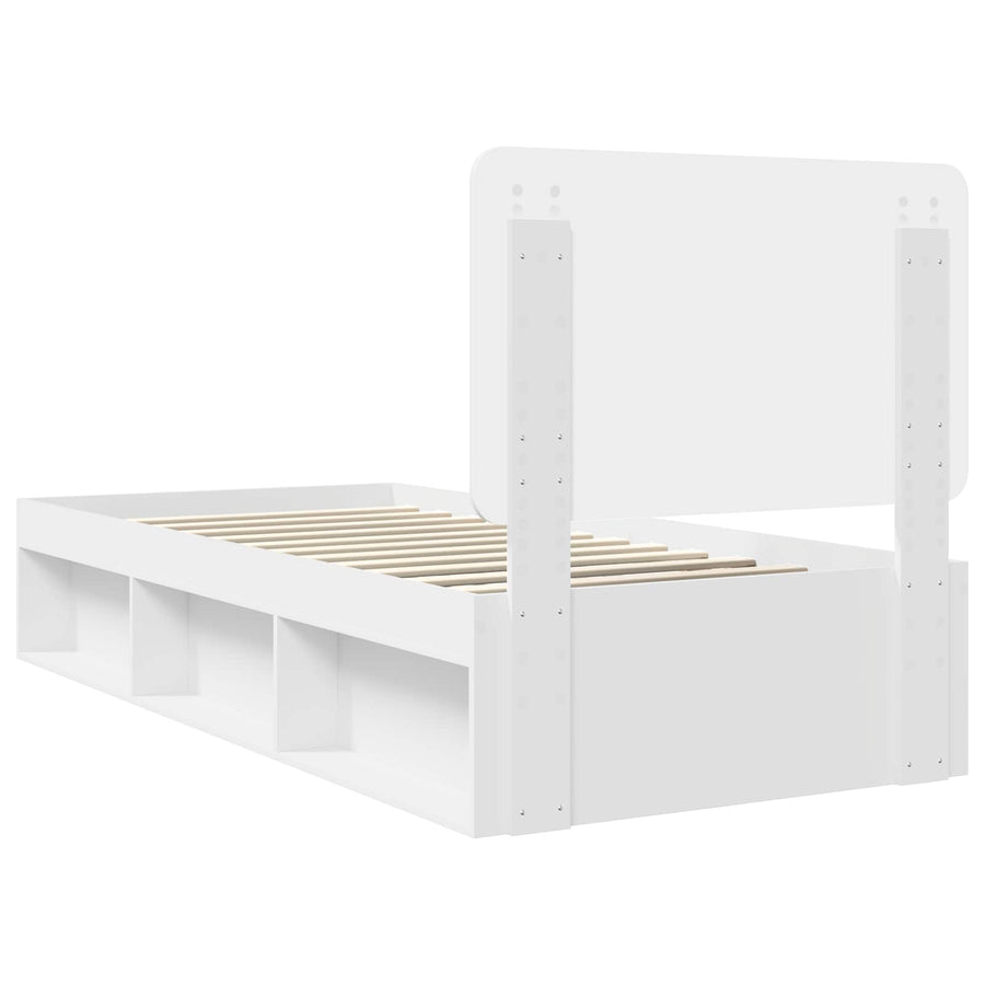 Bedframe met hoofdeinde Wit 100 x 200 cm Massief grenenhout
