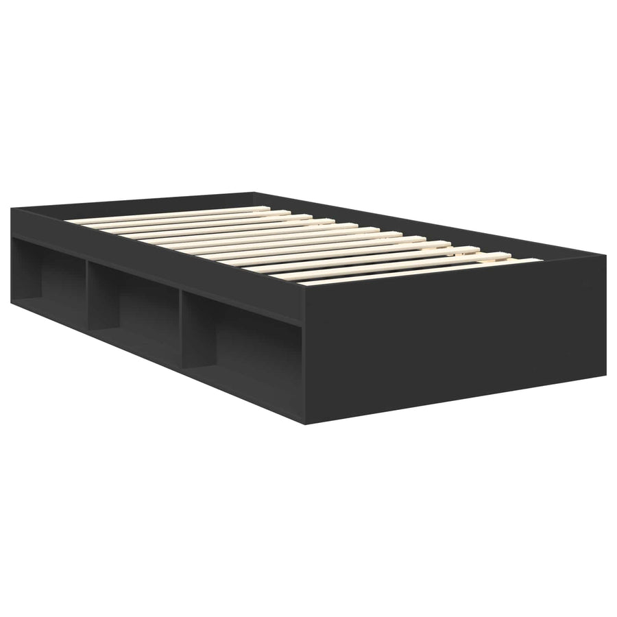Bedframe met hoofdeinde Zwart 100 x 200 cm Massief grenenhout