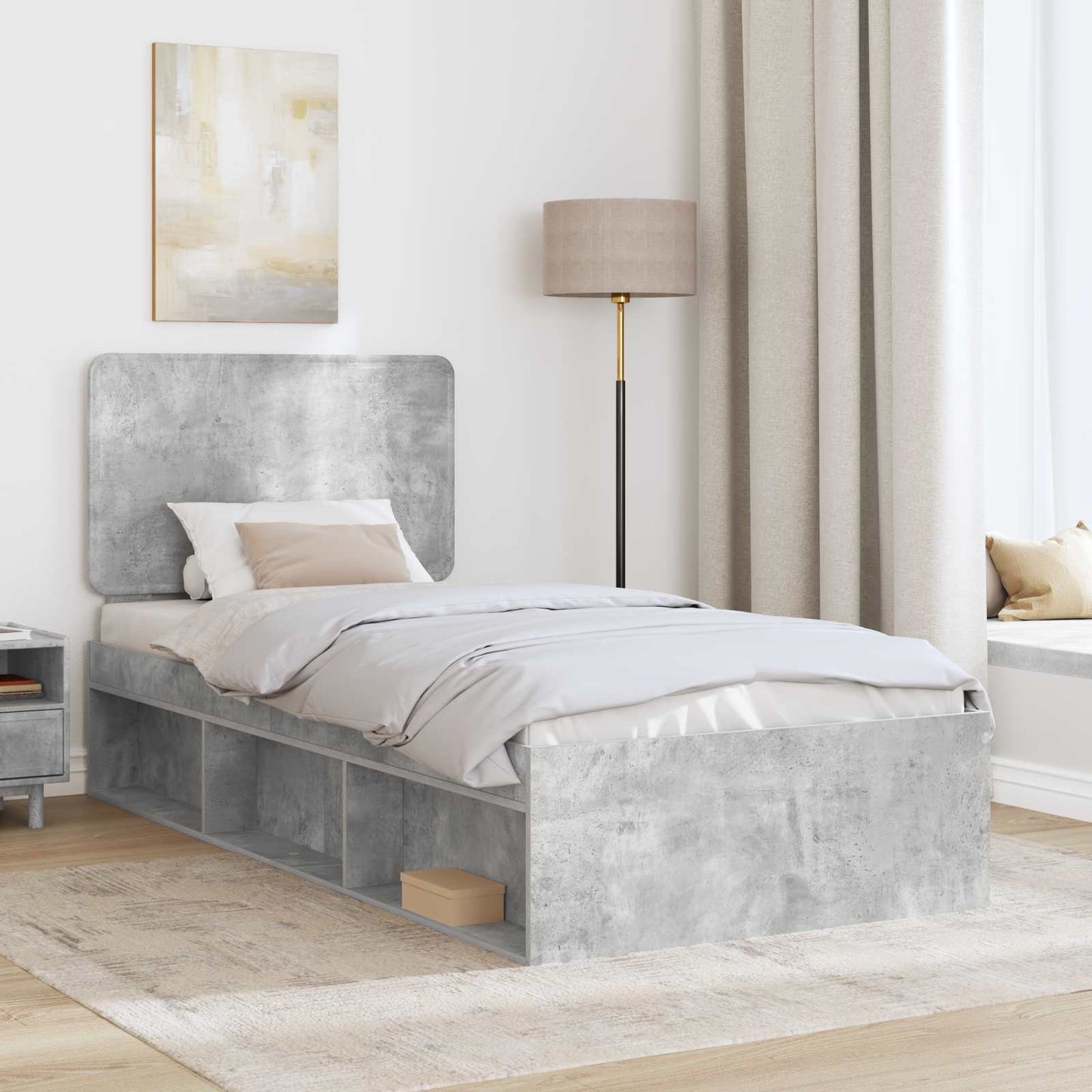 Bedframe Concerte Grijs 100 x 200 cm Massief grenenhout