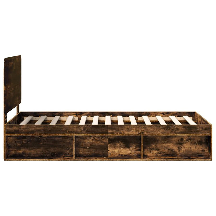 Bedframe Gerookt eiken 100 x 200 cm Massief grenenhout