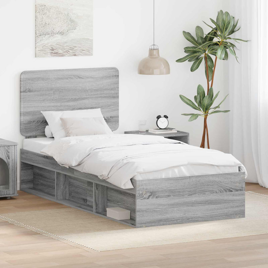 Bedframe Grijs Sonoma 100 x 200 cm Massief grenenhout