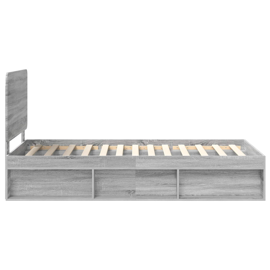 Bedframe Grijs Sonoma 100 x 200 cm Massief grenenhout