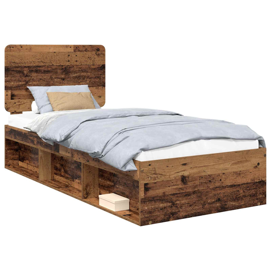 Bedframe met hoofdeinde Oudhout 100 x 200 cm Massief grenenhout