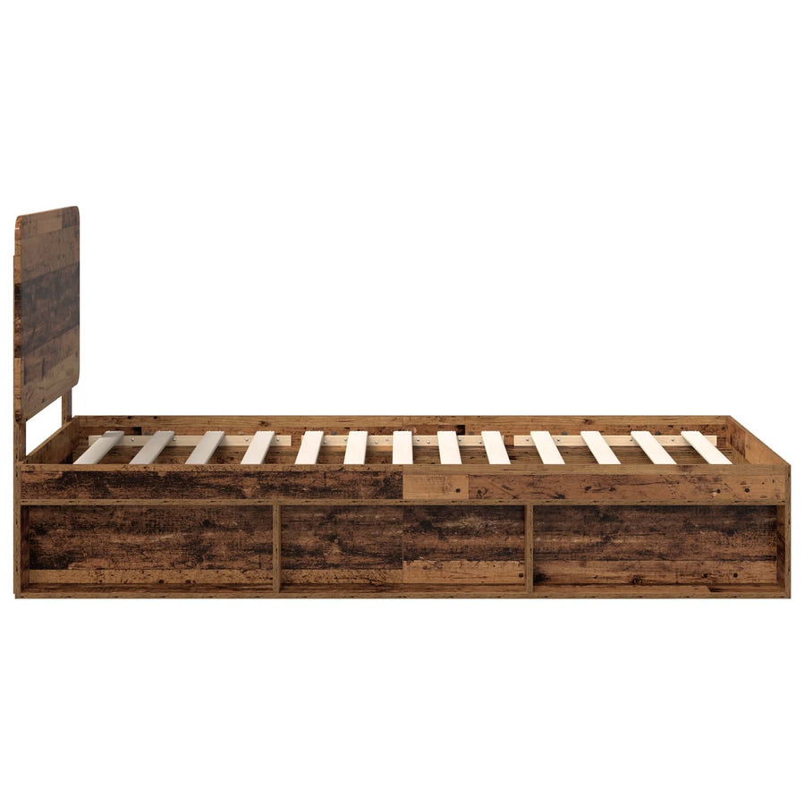 Bedframe met hoofdeinde Oudhout 100 x 200 cm Massief grenenhout