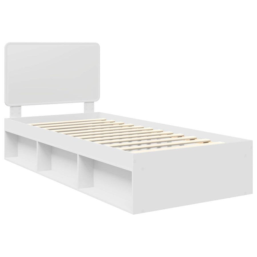 Bedframe met hoofdeinde Wit 90 x 200 cm Massief grenenhout