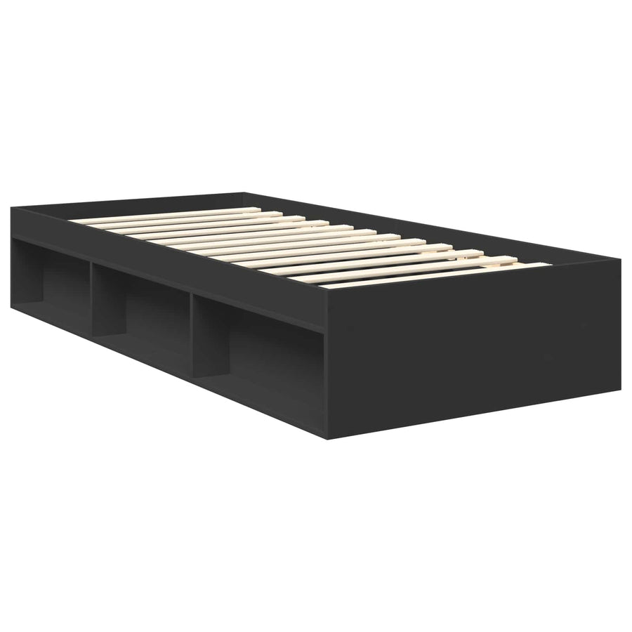 Bedframe met hoofdeinde Zwart 90 x 200 cm Massief grenenhout