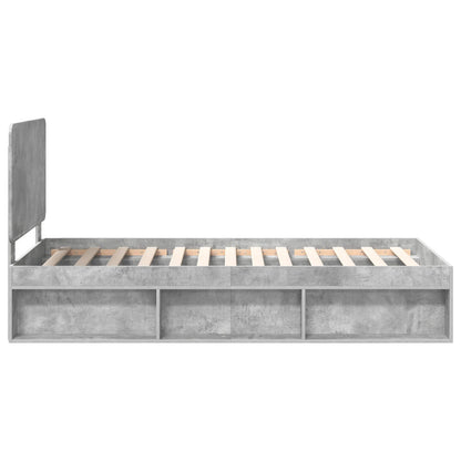 Bedframe met hoofdeinde Beton 90 x 200 cm Massief grenenhout