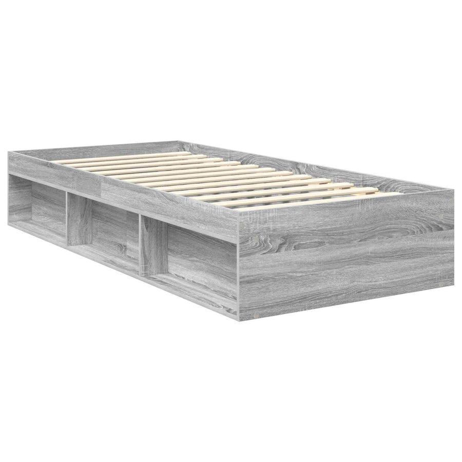 Bedframe Massief Grenenhout Grijs Sonoma 90 x 200 cm