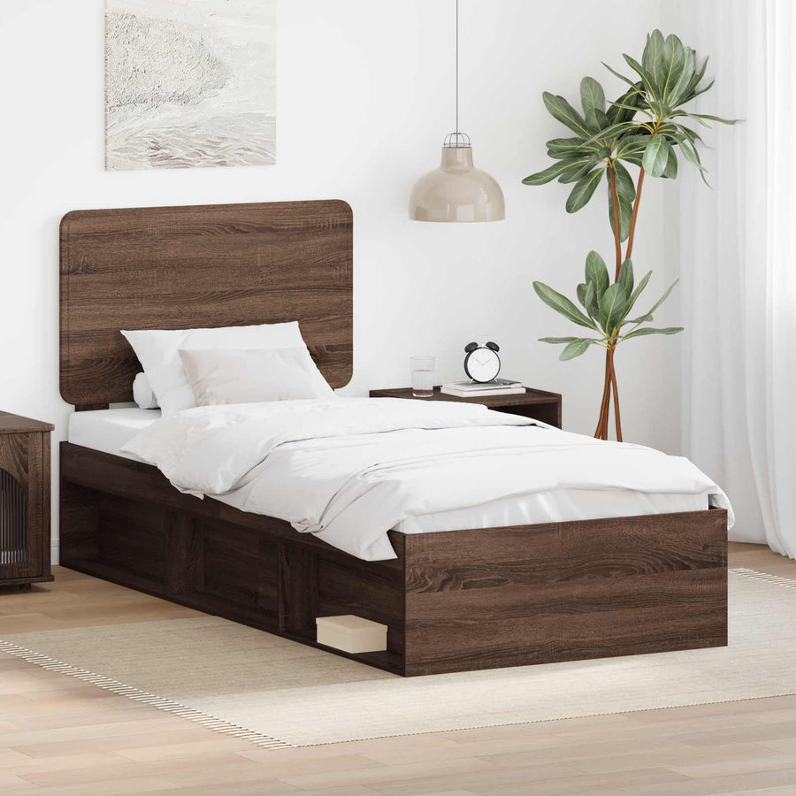 Bedframe Bruin Eiken 90 x 200 cm Massief grenenhout